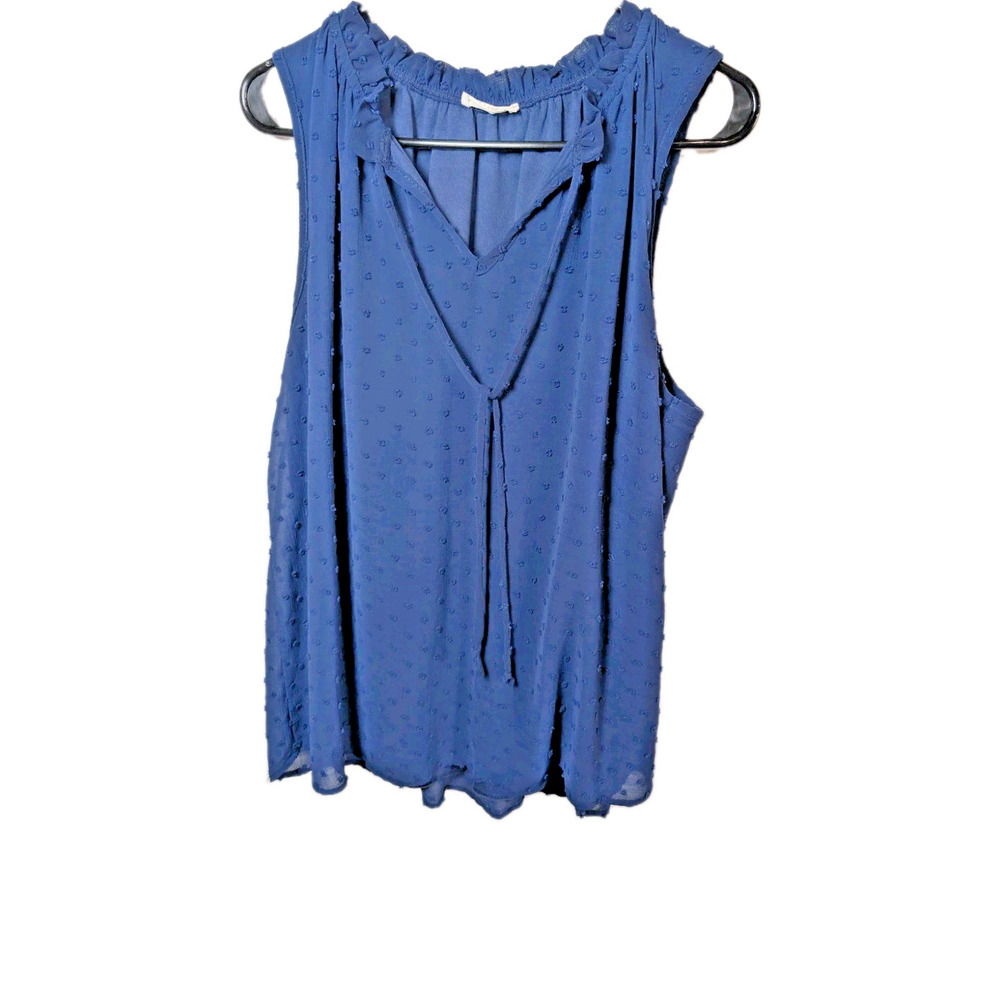 RJ 220 Shirt Tank Top Shirt Swiss Dot Tunic Women's Size Large Flowy Pleated EUC